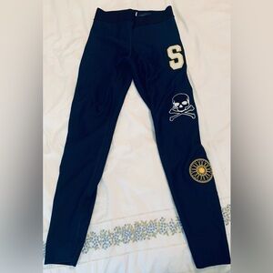 Ultracor X SoulCycle collab size large dark blue leggings with varsity appliqués